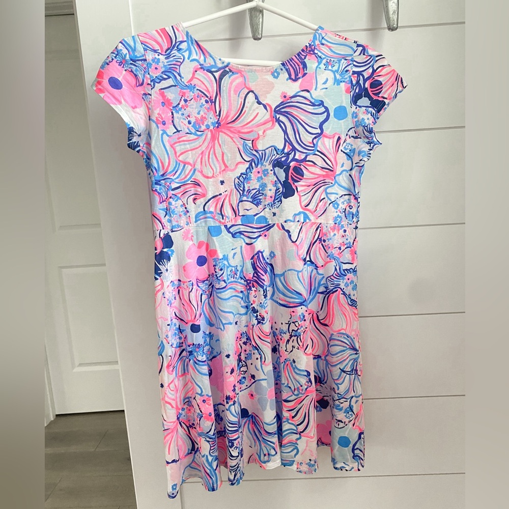 Lilly Pulitzer Girls Alina Dress. Size XL Color :Prosecco Pink Make A Splash